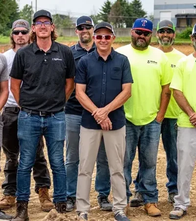 Construction crew group photo on job site